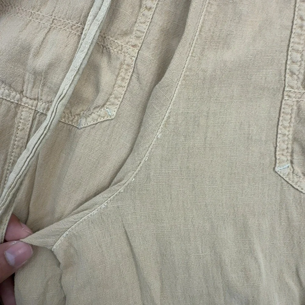 Free People Jumpsuit Womens S Tan Wide Leg V-Neck Boho Casual